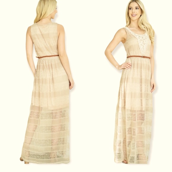 Areve Dresses & Skirts - A’REVE Boho Crochet Detail Sleeveless
Maxi Faux Leather Belt Womens Size Medium